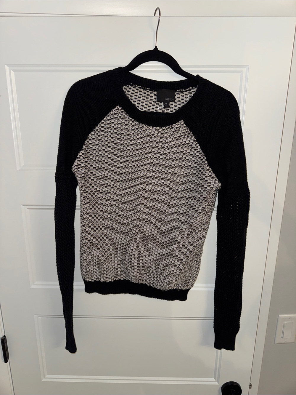 Greylin Black and White Raglan Knit Sweater